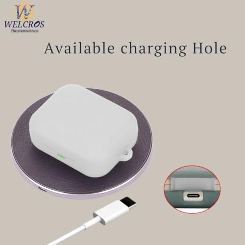 Image of WELCROS Soft Silicone Case Cover Compatible for Realme Buds Air 7 | 7 Pro (Grey, with Keychain)