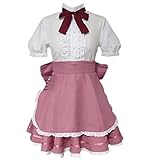 131 Chobits Chii Cosplay Costume Maid Dress Sweet Lovely Halloween Party Outfit Daily dress Full Set Wig Shoes For Women (Male XXL, Costume+shoes+wigs)