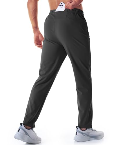 Mens Athletic Joggers Lightweight Gym Sweatpants Men Stretch Workout Track Pants Jogging with Zipper Pockets