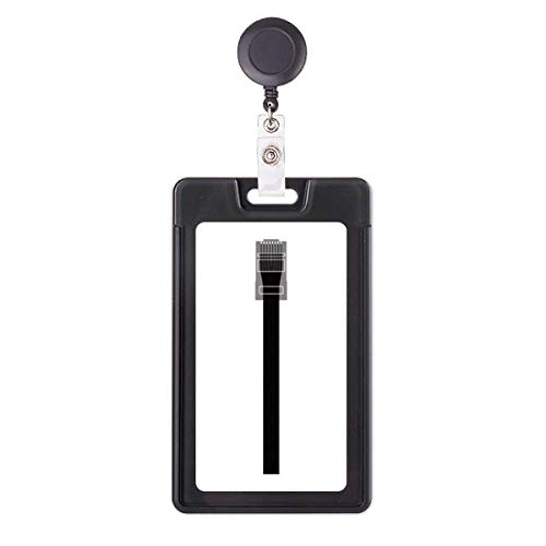 Porte carte et étui rétractable pour badge avec câble Internet noir