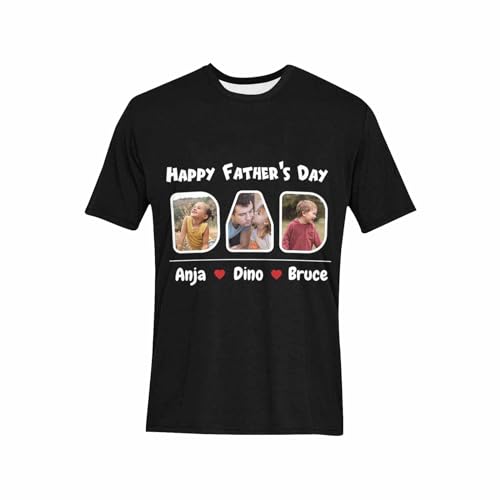 Custom Face Father's Day Men's T-Shirt Personalized Photo Short Sleeve Tees with Name Gift for Dad PAPA Gift from Kids3