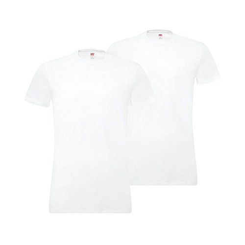 Levi's Homme Levis Men Solid Crew 2p T shirt, Blanc (White 300), L EU