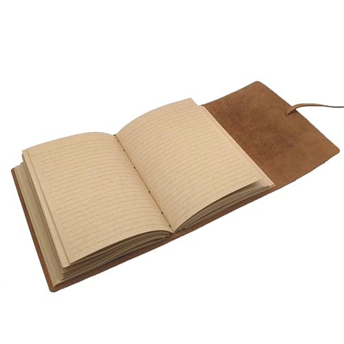 Carnet de notes ligné en cuir véritable marron format A5 de 240 pages kraft - 7