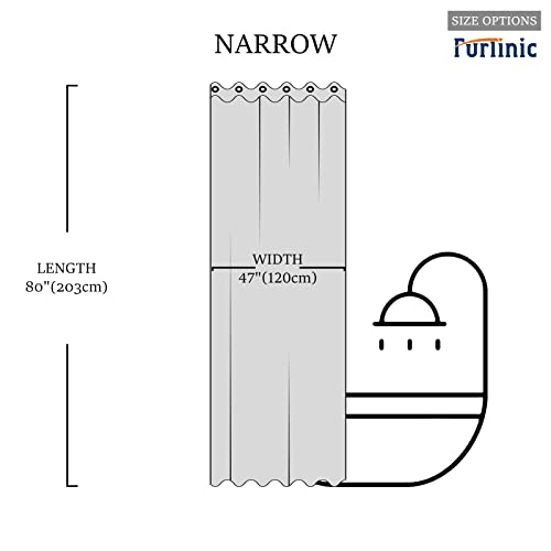 Furlinic Duschvorhang Grau Schmale Textile Badvorhänge aus Stoff für Dusche und Badewanne Wasserdicht Schimmelresistent Waschbar 120x200 mit Groß Ösen.