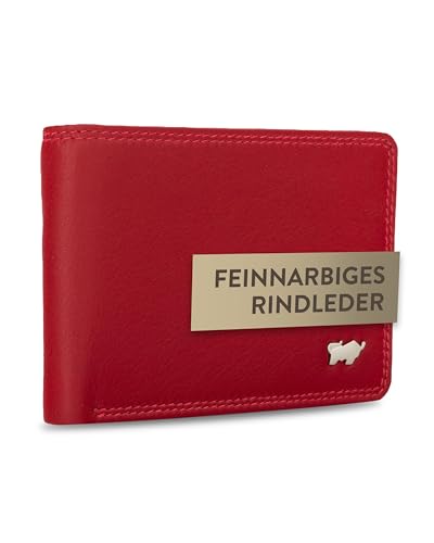 BRAUN BÜFFEL - Geldbörse Herren aus echtem Rindleder Golf 2.0 - Geldbeutel Portemonnaie schmales Design für Männer mit 4 Kartenfächern - Klassisches Portmonee mit Münzfach & Netzfach - Edles Rot