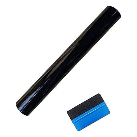 NewL High Gloss Black Vinyl Wrap Self Adhesive Air Release Bubble - Outdoor Rated for Automotive Use (30cm x 152cm) Cover