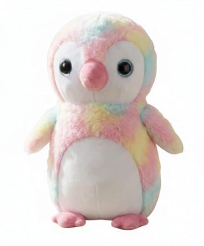 Image of Cute Rainbow Penguin Soft Toy, 30 cm - Premium Plush Stuffed Animal for Kids, Girls & Boys | Huggable Pastel Cuddly Toy for Nursery & Birthday Gifting