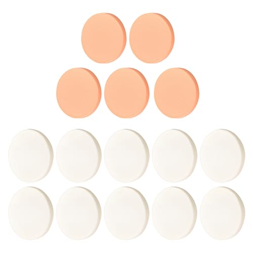 15 esponjas de maquillaje redondas, suaves y reutilizables, adecuadas para líquidos, cremas y polvos, adecuadas para uso diario (blanco y tono de piel, 55 x 7 mm)
