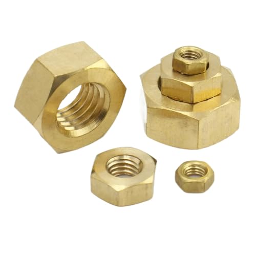 1-100 pieces Hexagonal nut in solid brass and copper for screws M1.4 - M4 M5 M6 M8 M10 M12 M14 M16 M18 M20(M1.4 (100PCS))