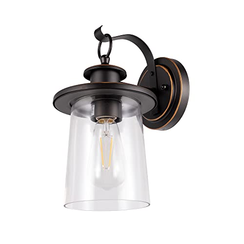 Gruenlich Outdoor Wall Lantern, Wall Sconce As Porch Lighting Fixture, E26 Medium Base, Metal Housing Plus Clear Glass, Oil Rubbed Bronze Finish, Etl Rated, Bulb Not Included, 1-Pack #TOP2