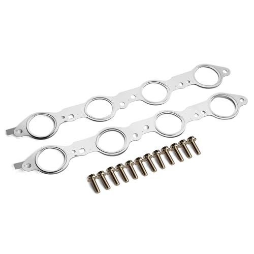 Forccord Exhaust Manifold Header Gasket Bolts Kit Fits Escalade Tahoe Silverado Yukon 4.8L 5.3L 5.7L 6.0L 6.2L V8 Compatible with LS Series Engines (Except LS7) #12617944 (Left & Right)