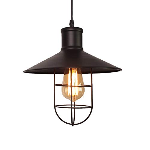 Lámpara de una sola cabeza Edison con jaula de metal industrial negra