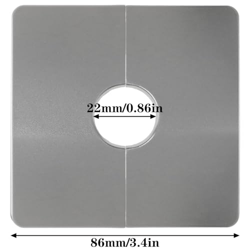 safycaby 2PCS Wall Split Flange 0.87inch/22mm Square Shaped Escutcheon Plate Wall Hole Decorative Cover for Plumbing Wall Hole Trim (0.87Inch/22mm) (silver)