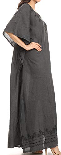 Image of Sakkas Favi Womens Casual Long Maxi Dress Caftan Cover Up Loungewear in Rayon