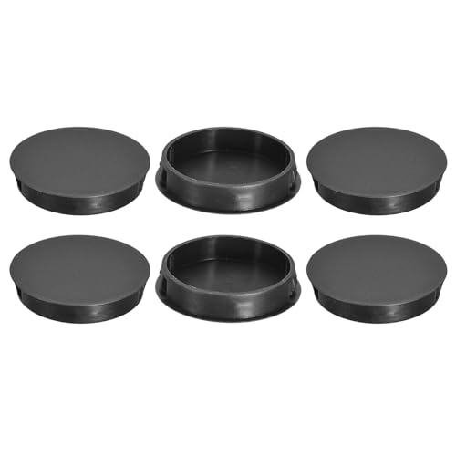 Image of uxcell 50mm /1.97 inch Plastic Hole Plugs, 6Pcs Flush Type Panel Round Snap in Fastener Knockout Locking Plugs for Furniture Insert End Caps Panels, Black