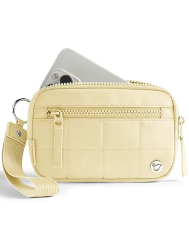 Uselike Womens Wallet Card Holder Purse with Zipper Quilted Phone Wallet RFID Blocking Small Wristlet Wallets for Everyday, Travel (Clear Yellow, Small)