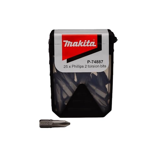 Makita P-74887 Phillips 2 Torsion Screwdriver Bits - Black/Grey (Box of 25)