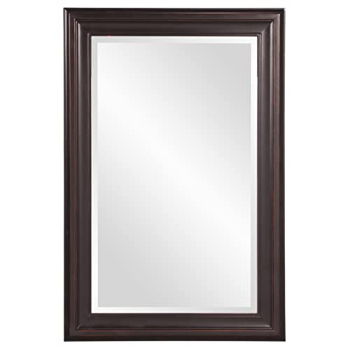 Howard Elliott George Rectangular Oil Rubbed Bronze Wall Mirror, Rectangle Hanging Wood Framed Vanity Mirrors for Home Decor, Living Room, Bathroom, Bedroom, or Hallway, 24 x 36 Inch
