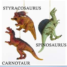 Dinosaur Ornaments, 3 Assorted