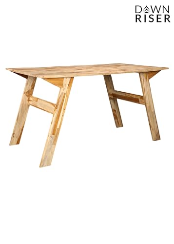 Image of Foldable Multi-Purpose Teakwood Table - Lightweight, Durable, Natural Wood Finish, Compact, Indoor Outdoor Dining Table, Work Desk, Coffee Table, Easy to Assemble, Space Saving - Natural - Dawnriser