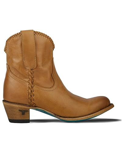 Lane Womens Plain Jane Braided Round Toe Bootie Casual Boots Ankle Low Heel 1-2" - Brown2