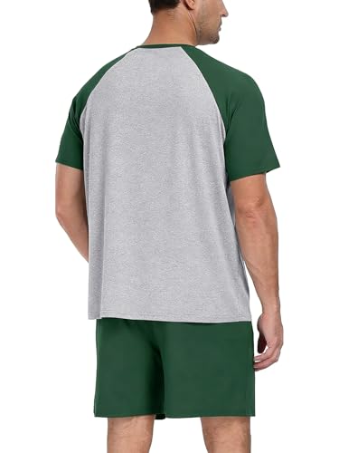 Image of Mens Pajamas Set Modal Soft Pajama Short Set Short Sleeve Pjs Sleepwear 2 Piece Lounge Set With Pockets S-3XL