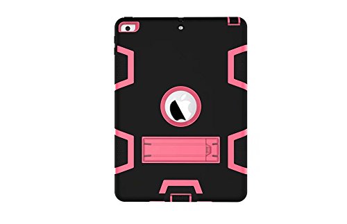 Amhello For Ipad 6Th Generation 9.7 2018 / Ipad 9.7 5Th Gen 2017, Shockproof Silicone And Pc Full-Body Protective Case Cover With Kickstand [ Screen Protector Bonus ] - Pink/Black #TOP2