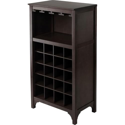 Oakestry Ancona Wine Storage Cabinet Dark Espresso Finish Elegant Furniture Piece for Dining Room Living Room or Kitchen Constructed from Premium Composite Wood with Sturdy Framework Smooth Surface