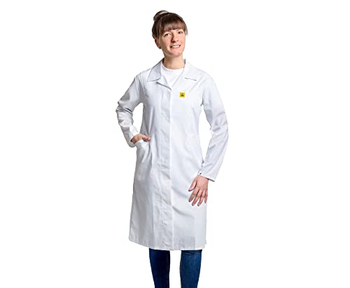 GALLUNoptimal MARA ESD-Arbeitsmantel für Damen ¾ lang/ figurbetont/ mit 3 Leistentaschen/ zertifiziert/ sehr leichtes Gewebe 150gr/m²/ aufwendig verarbeitet/ schadstofffrei nach Oeko-Tex Standard 100 Cover