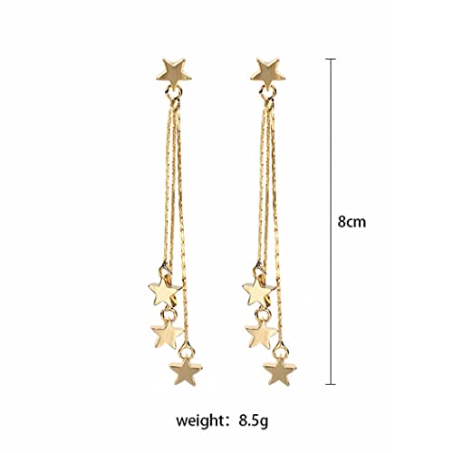 Meteor Star Pendant Tassel Earrings Long Dangle Drop Earrings Gold And Silver Lucky Star Dangle Earrings Lightweight Hypoallergenic Jewelry For Women Girls (Gold) #TOP3