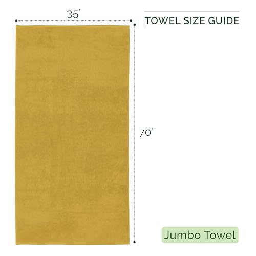 Image of Elegant Comfort 100% Turkish Cotton 4 Lines Viscose Stripe Jumbo Bath Towel - Hotel Spa Quality Extra Large 35 x 70 Inch Bath Towel Ultra Soft, Super Absorbent Quick Dry Large Bath Towel, Gold