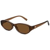 Fozono Retro Narrow Oval Sunglasses for Women Trendy Small Vintage Sun Glasses UV Protection FZN824 Brown/Brown
