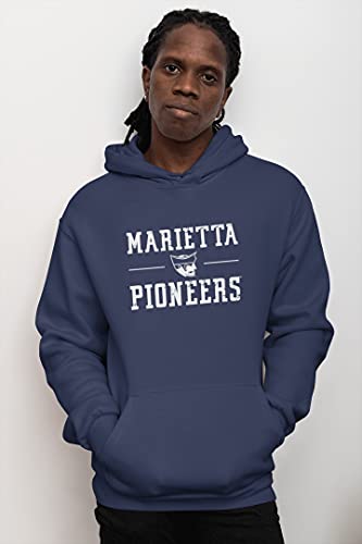 CreateMyTee | Marietta Pioneers Logo Distressed Hooded Sweatshirt3