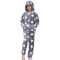 A2Z 4 Kids Girls Stars Print Fleece Pyjamas Extra Soft Loungewear Trendy Fashion Zipped Top Flannel Fleece Nightwear Hooded PJS Outfit Sets Age 5-6, 7-8, 9-10, 11-12 & 13 Years