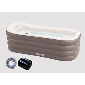 Tubble® Opblaasbare whirlpool-bad, opblaasbare bad met schuimbadfunctie, opvouwbare bad voor volwassenen, instelbare waterstroom, ambient taupe, 255 liter