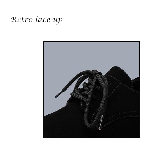 Men’s Suede Leather Big Toe Chunky Platform Oxfords Casual Comfort British Round Wide Toe Heighten Block Heel Business Office Dress Derby Shoes4