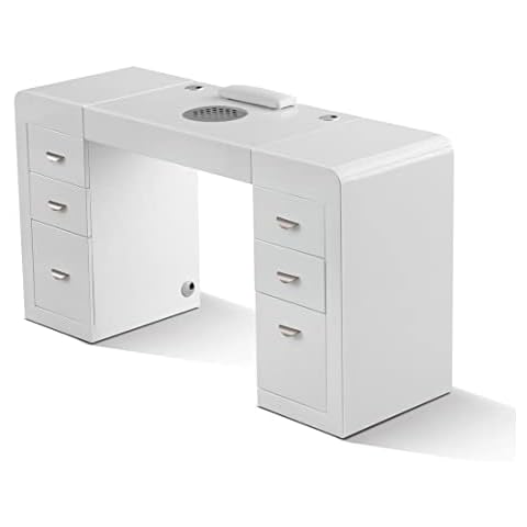 Salon Store Infinity Concorde Manicure Table Nail Station - Dust Collector Fan Beauty Desk, White Cover