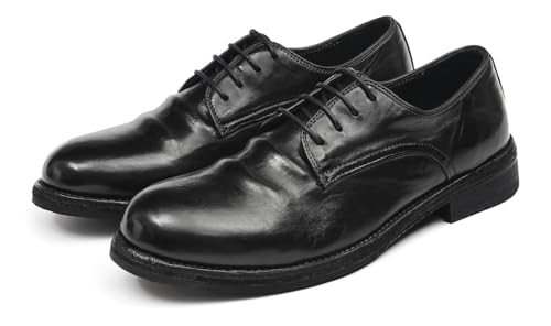 Santimon Men’s Dress Shoes Genuine Horse Leather Oxfords, Fashion Business-Casual & Formal Wedding Breathable Lining Shoes – Handcrafted Goodyear-Welt Luxury Derby