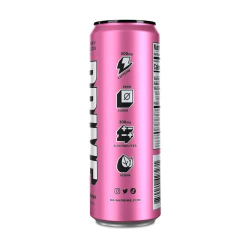 Prime Energy Drink "Strawberry Watermelon," Naturally Flavored, 200Mg Caffeine, Zero Sugar, 300Mg Electrolytes, Vegan, 12 Fl Oz Per Can (Pack Of 24) #TOP6