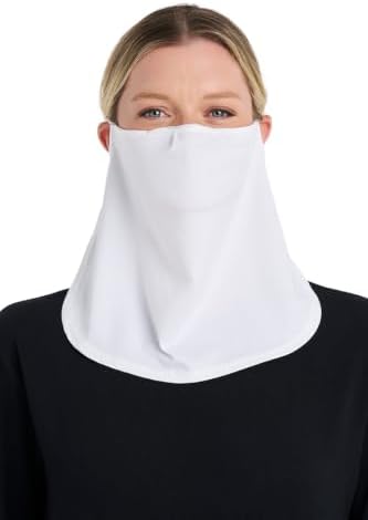 Coolibar UPF 50+ Unisex UV Face Mask - Sun Protective (Large/X-Large- White)