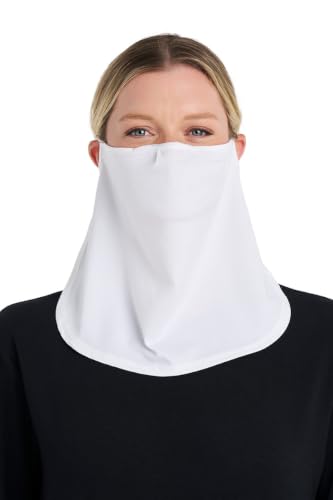 Coolibar UPF 50+ Men's Women's Crestone UV Face Mask - Sun Protective (Small/Medium- White)