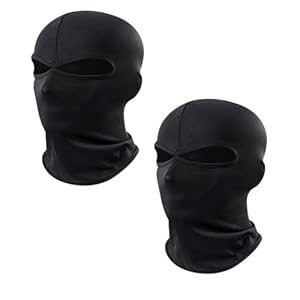 JCKD Sombrero Balakrafa Negro de 2 Piezas con 2 Agujeros, máscara Facial elástica, máscara Facial Transpirable, Unisex, Adecuada para Deportes al Aire Libre, Bicicletas, Motocicletas, esquí,