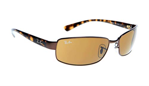 Ray-Ban RB3364 Metal Rectangular Sunglasses, Brown/Brown, 62 mm