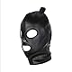 YILUQIFLY Weiche Leder Kopfmaske Mit Abnehmbarer Perücke Bondage BDSM Maske Fetisch Kopfbedeckung Augenmaske mit Schnürung Halloween Maske (Schwarz)