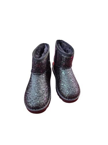 Kids Glittery Pink & Black Faux Fur Lined Mini Boots (Black, US Footwear Size System, Toddler, Numeric, Narrow, 9)