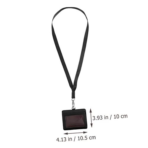 2Pcs Id Cards Holder with Lanyard PU Protective Cover for Staff Students Nurses Lightweight and Portable Design Suitable for Access and Exhibition Cards Black2