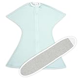 SleepingBaby Zipadee-Zip Transition Swaddle (Classic Mint, Medium for 6-12 Months) and Snuggle Strap (Grey, One Size) - Wearable Baby Blanket and Accessory for Easy Diaper Changes - Polyester, Spandex