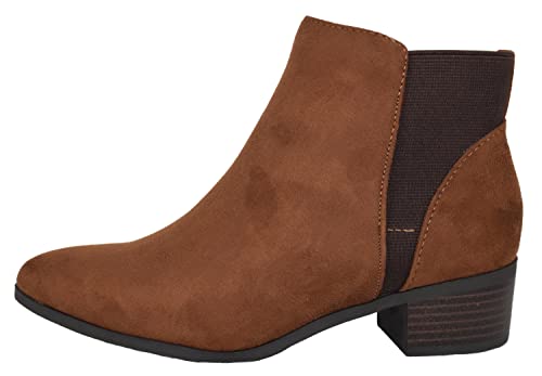 CITYCLASSIFIED Women Ankle Boots Elastic Sides Slip-On Booties Block Heel Pointed Toe Jocelyn-S2