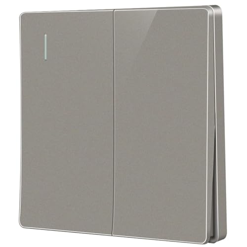 ZFQ Big Rocker Button Switch Grey Wall Panel Electrical Double Light Switch, 2 Gang 2 Way, 10A 250V - Image 2
