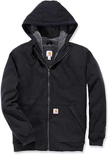 Carhartt Men s Rain Defender Rockland Sherpa Lined Hooded Sweatshirt, Black, X-Large
